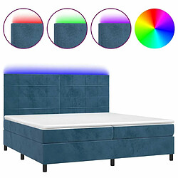 Sommier à lattes et matelas LED,Cadre à lattes de lit pour Adulte Bleu foncé 200x200 cm -MN14868