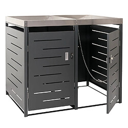 Acheter Decoshop26 Abris poubelles verrouillable capacité de 80 à 240 litres avec bac à plantes acier inoxydable-métal 125x134x84 cm 04_0008227