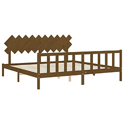 Maison Chic Lit adulte - Cadre Structure de lit avec tête de lit Contemporain marron miel 200x200cm bois massif -MN73374 pas cher