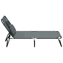 Acheter Maison Chic Chaise longue | Transat Bain de soleil pliante gris tissu oxford acier enduit de poudre -GKD97821