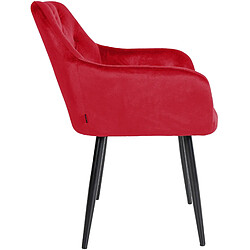 Acheter Decoshop26 Set de 2 chaises de salle à manger design moderne couture capitonné assise en velours rouge 10_0001633