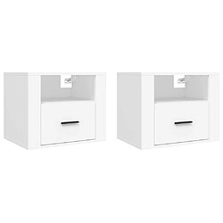 Maison Chic Lot de 2 Tables de Chevet murales - Tables de Nuit Blanc 50x36x40 cm