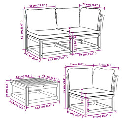 vidaXL Salon de jardin 6 pcs avec coussins bois d'acacia solide pas cher