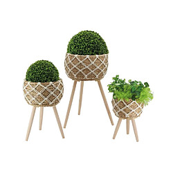 Aubry Gaspard Cache-pots en jonc sur pieds (lot de 3).