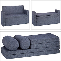 Helloshop26 Banc dossier 2 places banquette coffre de rangement pliable assise pratique pliant 115 cm gris 13_0000374