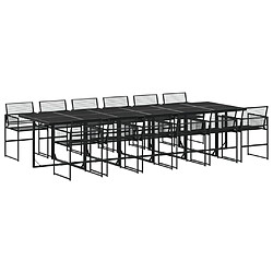 vidaXL Ensemble à manger de jardin 13 pcs noir résine tressée