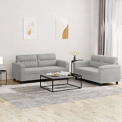 Maison Chic Ensemble de canapés 2 pcs coussins, Canapé droit Sofa pour Salon gris clair tissu microfibre -GKD284792