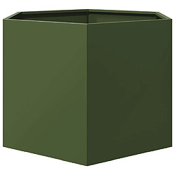 Avis vidaXL Jardinière vert olive hexagone 69x60x45 cm acier