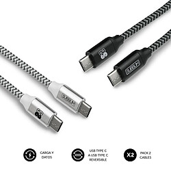 Pack Subblim de Câbles USB C vers USB C - 1m - Charge Rapide jusqu'à 5V/30A - Synchronisation des Données jusqu'à 5Gbps - Fibre Nylon Résistante - Double Tressé pour une Meilleure Protection - Connecteurs Réversibles en Aluminium - Couleur Noir