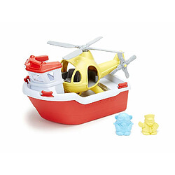 Green Toys Bateau de Sauvetage et l'Hélicoptère Jouet avec Mini Figurines