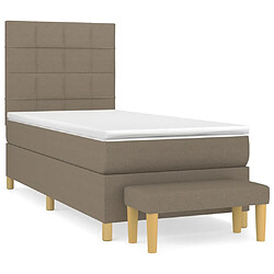 vidaXL Sommier à lattes de lit avec matelas Taupe 90x200 cm Tissu