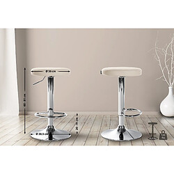 Decoshop26 Lot de 2 tabourets de bar design simple avec assise en synthétique crème et cadre métal chromé TDB10691