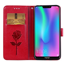 Wewoo Housse Coque Étui en cuir PU à rabat horizontal relief rose pour Huawei Honor 8Cavec support et fentes cartes et portefeuille rouge pas cher