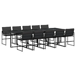 vidaXL Ensemble à manger de jardin avec coussins 11 pcs noir textilène