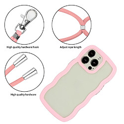 Coque en TPU bord ondulé, cadre de couleur, anti-chute avec cordon réglable pour votre iPhone 14 Pro - rose