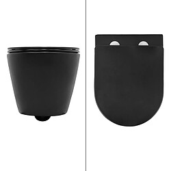 Ecd Germany Toilette suspendu sans rebord noir mat avec siège WC Soft Close salle de bain