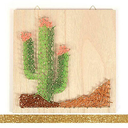 Youdoit Coffret cadre en bois String Art 22 x 22 cm Cactus + masking tape doré à paillettes 5 m