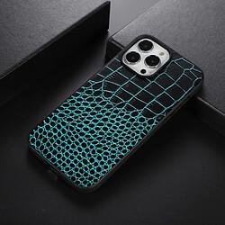 Coque en cuir véritable texture crocodile vert pour votre iPhone 12 Pro Max 6.7 pouces