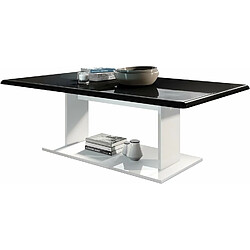 Mpc Table De Salon Table Basse En Blanc Avec Plateau De Dessus En Noir Haute Brillance 40 X 120 X 70