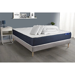 ACTISOM Pack prêt à dormir matelas Ressorts ensachés + Mémoire de forme ACTIFLEX SLEEP 160x200 + sommier KIT gris +2oreillers+couette