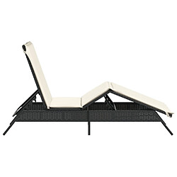 Acheter vidaXL Chaise longue avec coussin noir résine tressée