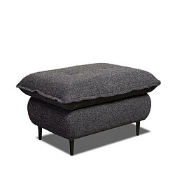 Inside 75 Pouf rectangulaire LISBONNE tissu tweed anthracite chiné