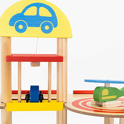 Circuit Voitures Jouet pour Enfants et Garage Montessori Robincool Monza 50x40x47cm 5 Accessoires Inclus Bois Écologique pas cher