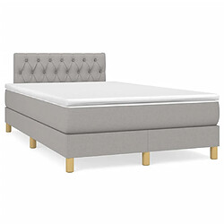 Maison Chic Lit adulte- Lit + matelas + LED,Sommier à lattes de lit matelas LED gris clair 120x190 cm tissu -GKD87206