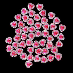 Acheter 50 Pcs 12mm Coeur Résine Strass Boutons Flatback Double Forage Rose Rouge