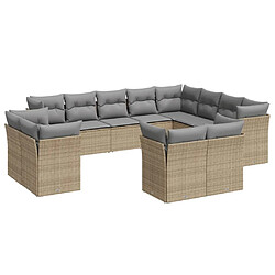 Maison Chic Salon de jardin avec coussins 12 pcs | Ensemble de Table et chaises | Mobilier d'Extérieur beige résine tressée -GKD56883