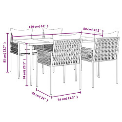 vidaXL Ensemble à manger de jardin 5 pcs coussins résine tressée acier pas cher