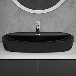 Acheter ML-Design Lavabo en Céramique Noir Mat 80 x 40 x 12 cm, Ovale, Vasque à Poser sur Table de Toilette, Lave-Mains pour la Salle de Bains / WC Invités, Design Minimaliste Moderne