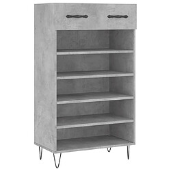 Maison Chic Armoire à Chaussures Gris béton,Meuble de Rangement à Chaussures 60x35x105 cm bois d'ingénierie -MN78795