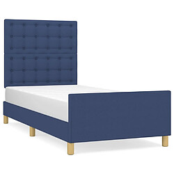 Maison Chic Lit adulte - Cadre Structure de lit avec tête de lit Contemporain Bleu 100 x 200 cm Tissu -MN25476