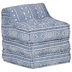 Decoshop26 Coussin de sol pouf modulaire chaise longue en tissu indigo 60x70x76 cm DEC021312