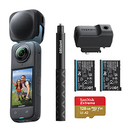 INSTA360 ONE X4+batterie*2+chargeur+étui de protection d'objectif+perche à selfie 114CM+Sandisk 128GB Extreme Micro SDXC U3 A2 V30 4K 190MB/s (SDSQXAA-128G)