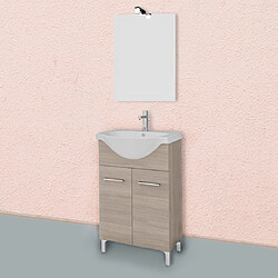 Kiamami Valentina ARMOIRE DE SALLE DE BAIN DE 55 CM AVEC PIEDS AVEC DEUX PORTES EN CHÊNE FUMÉ | RIMINI