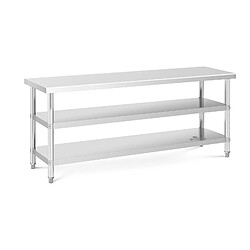 Helloshop26 Table de travail inox Table de travail en inox table de travail cuisine 200 x 60 x 5 cm 231 kg 2 tablettes 14_0007314