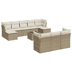 Maison Chic Salon de jardin avec coussins 10 pcs | Ensemble de Table et chaises | Mobilier d'Extérieur beige résine tressée -GKD33120