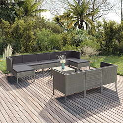 Maison Chic Salon de jardin 11pcs + coussins - Mobilier/Meubles de jardin - Table et chaises d'extérieur Résine tressée Gris -MN64980