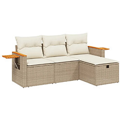 Maison Chic Salon de jardin avec coussins 4 pcs, Ensemble Tables et chaises de jardin,, Ensemble Tables et chaises de jardin, beige résine tressée -GKD824149