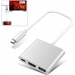 Acheter iLike HD1 3in1 USB-C (Type-C) Prise vers HDMI 4K / USB 3.0 / USB-C Femelle Adaptateur de câble audio et vidéo Argent