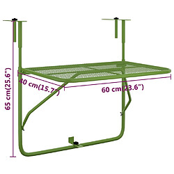 vidaXL Table de balcon Vert 60x40 cm Acier pas cher