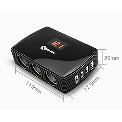 Acheter Wewoo XPower E5 3 Splitter allume-cigare multifonctionnel avec chargeur de voiture à 4 ports USBlongueur de câble 90cm