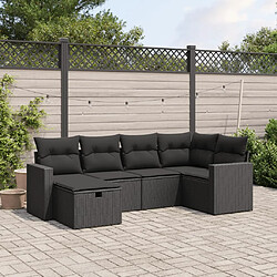 vidaXL Salon de jardin 6 pcs avec coussins noir résine tressée