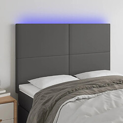 vidaXL Tête de lit à LED Gris 144x5x118/128 cm Similicuir