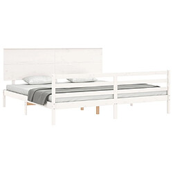 Acheter Maison Chic Lit adulte - Cadre Structure de lit avec tête de lit Contemporain blanc 200x200 cm bois massif -MN76955