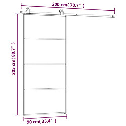 vidaXL Porte coulissante avec kit de quincaillerie 90x205 cm Verre ESG pas cher