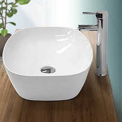 Ecd Germany Lavabo forme ovale 505x385x135 mm, blanc, céramique - incl. set d'évacuation sans trop-plein