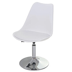 Decoshop26 Lot de 2 chaises de salle à manger pivotantes réglable en hauteur PVC blanc piètement chromé 04_0000272